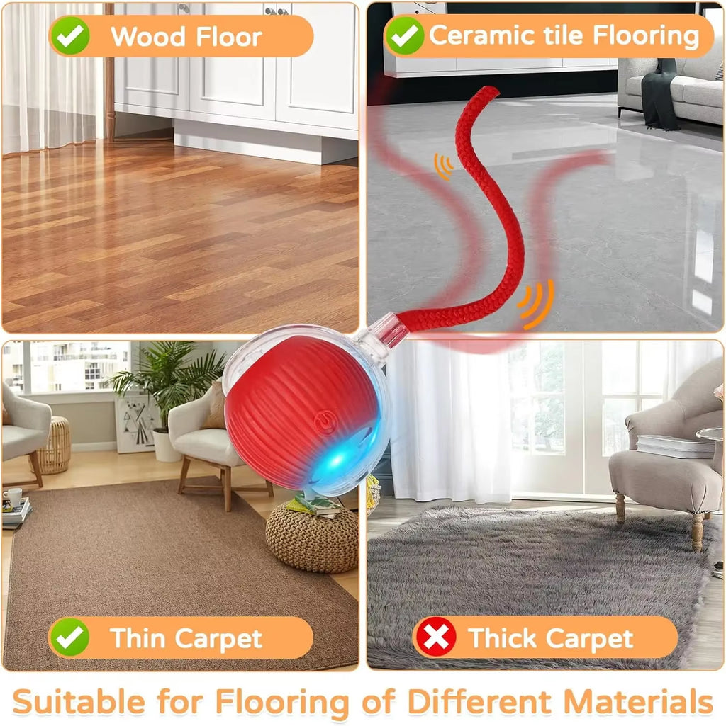 Cat Interactive Ball Toy Automatic Rolling Ball Faux Tail Rechargeable Smart Pet Electric Toy Pet Training Imitate Mouse