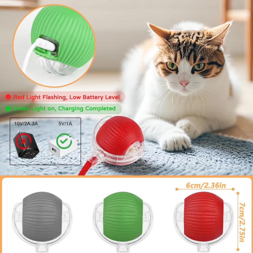 Cat Interactive Ball Toy Automatic Rolling Ball Faux Tail Rechargeable Smart Pet Electric Toy Pet Training Imitate Mouse